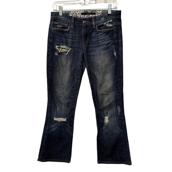 Anthropologie 28 Joes Jeans The Rocker Distressed Bootcut Stretch Denim Cropped - Picture 1 of 6